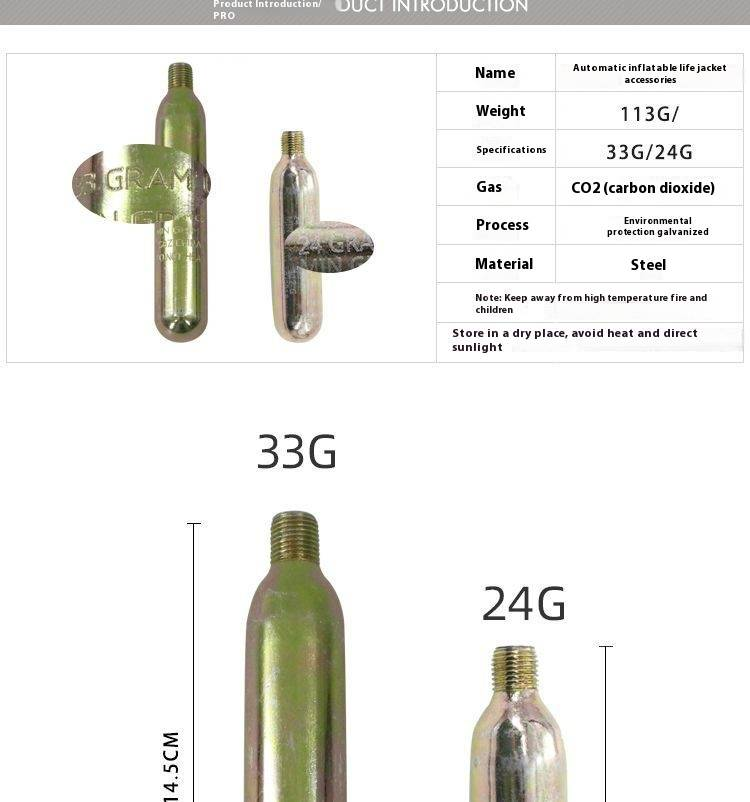 CO2 palack 45gr / 60cc motoros mellény utántöltő UCHOOSE D modell légzsákos hipica biztonsági mellényhez_voghion.com
