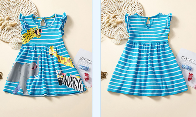 Mutter & Kinder (Mädchen Kleid Sommer Mädchen Gestreiften Rock kinder Kleine Fliegen Ärmel Weste Rock_voghion.com