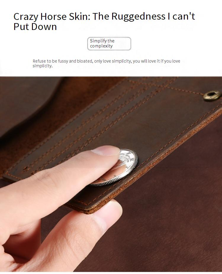 Men’s Bags Multifunctional Trifold Wallet Men's Genuine Leather Retro Clutch Bag Popular Large Capacity Crazy Horse Leather Long Wallet_voghion.com