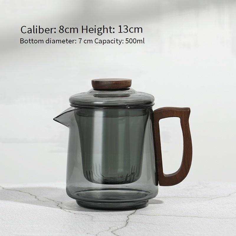 Huan Glass Teapot With Wooden Handle - High Borosilicate Heat-Resistant Tea Set With Infuser_voghion.com