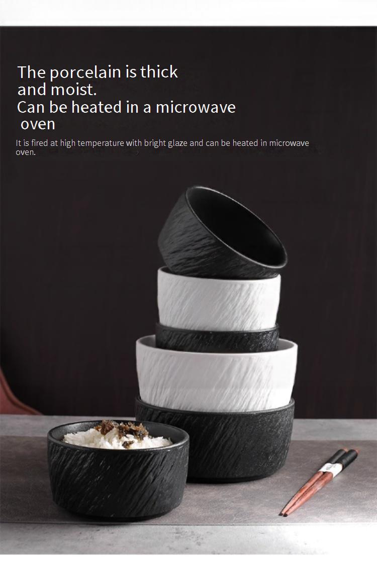 Set di ciotole in ceramica effetto pietra - Piatto multiuso per riso/zuppa/noodles (ciotola per colazione e dessert in gres da 6,5 pollici, adatta al microonde e alla lavastoviglie)_voghion.com