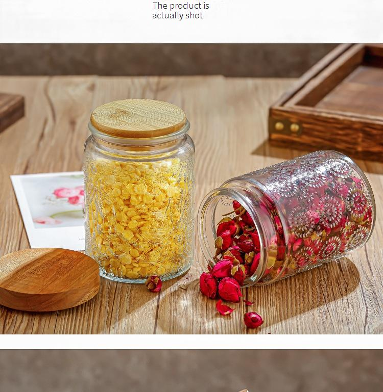 Frascos de vidrio con tapa de madera: recipientes herméticos para la despensa, alimentos secos y té._voghion.com