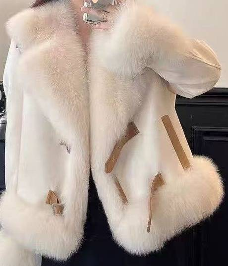 Von Maillard inspirierter Kunstpelzmantel – Weiche Teddy-Kurzjacke mit flauschigen Bündchen (Einheitsgröße für 90–125 cm, 4 Farben: Beige/Rosa-Braun)_voghion.com
