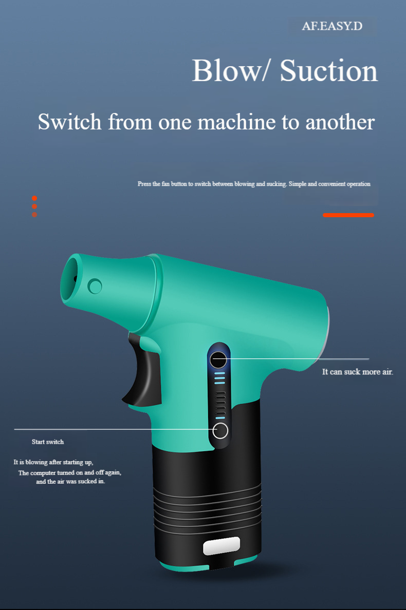 13W RPM Turbo Handheld Fan With Rechargeable Battery - Powerful Portable Blower For Camping, Outdoor & Home Use (Grey/Orange/Yellow/Green)_voghion.com