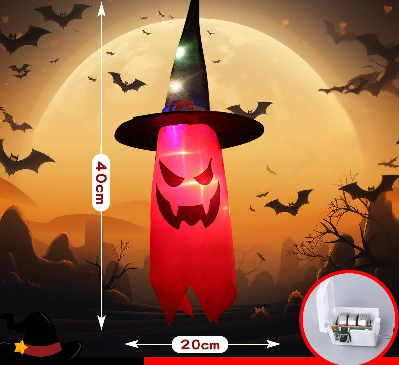 Glowing Halloween Witch Hats Outdoor Decorations - Colorful Ghost Witch Hats For Trees, Eaves & Parties_voghion.com