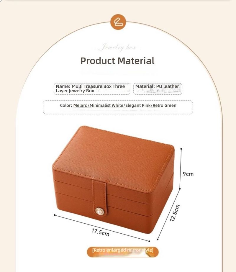 Coffret à bijoux de luxe – Rangement multicouche en similicuir avec miroir pour boucles d'oreilles, colliers et bagues (doublure en velours élégante, design à 3 niveaux)_voghion.com