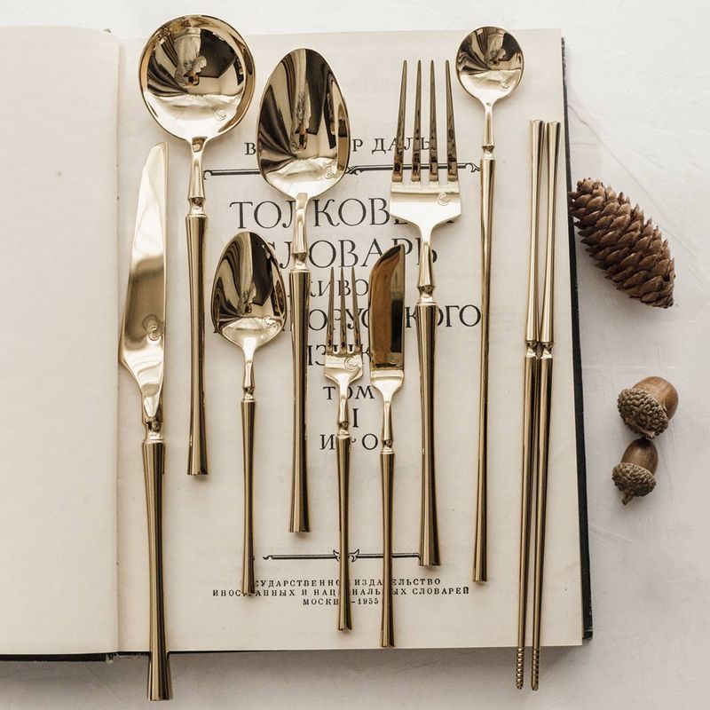 Forchetta per spaghetti in acciaio inossidabile 304, stile retrò, in titanio, con luce francese, di lusso, con vita in oro, cucchiaio occidentale, cucchiaio da dessert, forchetta da frutta_voghion.com