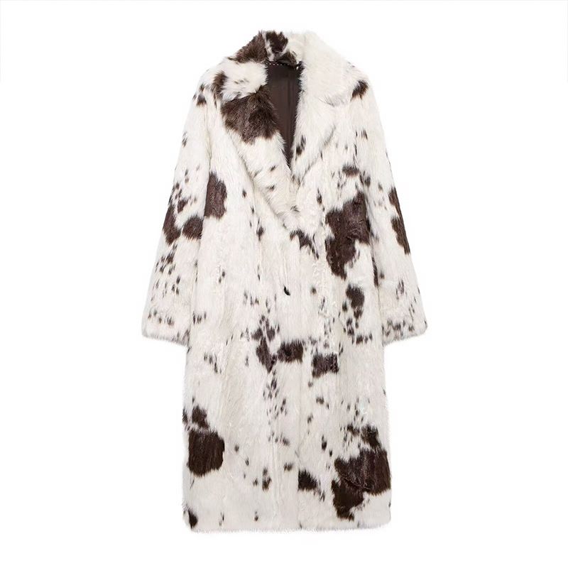 Women's Clothing Autumn And Winter New Leopard Print Imitation Fur Coat Long Fashionable Women's Coat_voghion.com