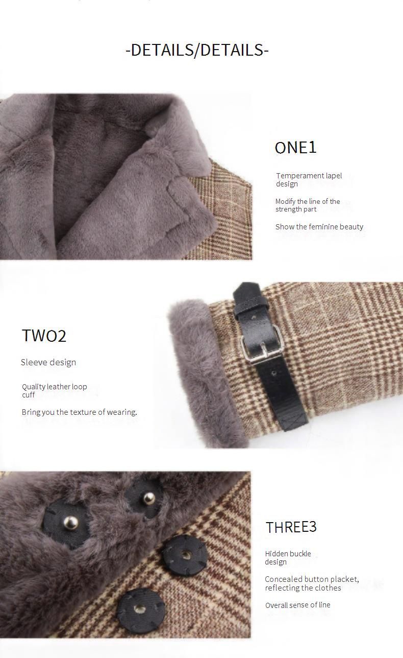 Plaid Wool Coat With Faux Shearling Collar – Oversized Winter Trench Coat For Petite Women, Warm & Stylish Long Coat With Pockets_voghion.com