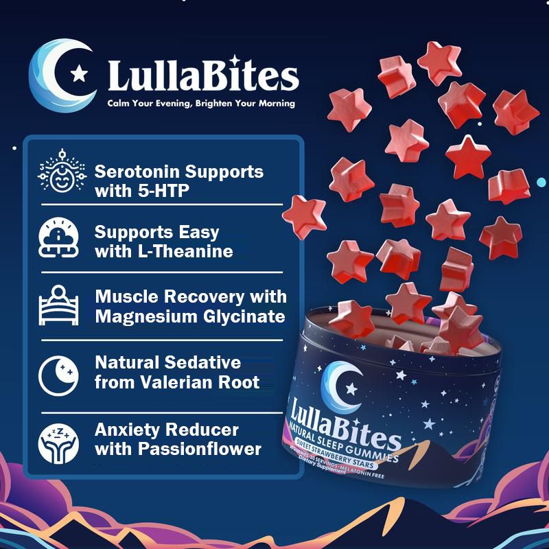 Lulabites Natural Sleeping Gummies - Melatonin Free, Sweet Strawberry Star | Botanical Essence Relaxation And Sleep Support, Pack Of 60, Nutritional_voghion.com