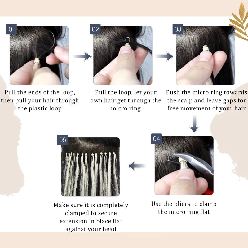 Micro Loop Microlinks Remy Brasilianische Naturschwarze Echthaar-Extensions_voghion.com