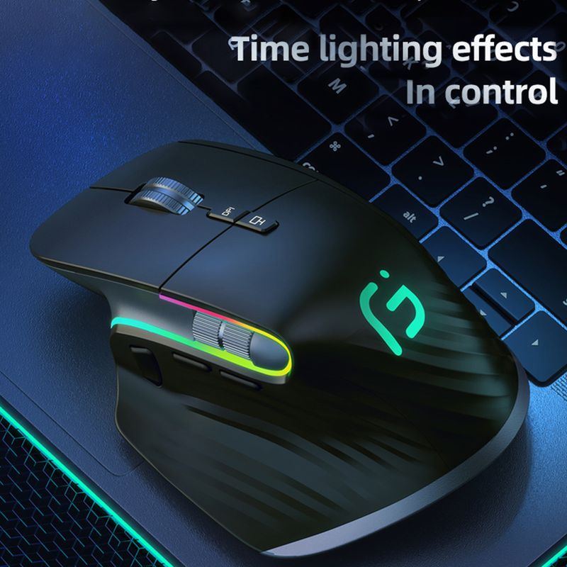 Multi-Dev Drahtlose Maus 12 Farben RGB Bluetooth-Kompatibel 5.0 + 2,4G Rechts Hand Computer 1000-4000DPI Optische Gamer_voghion.com