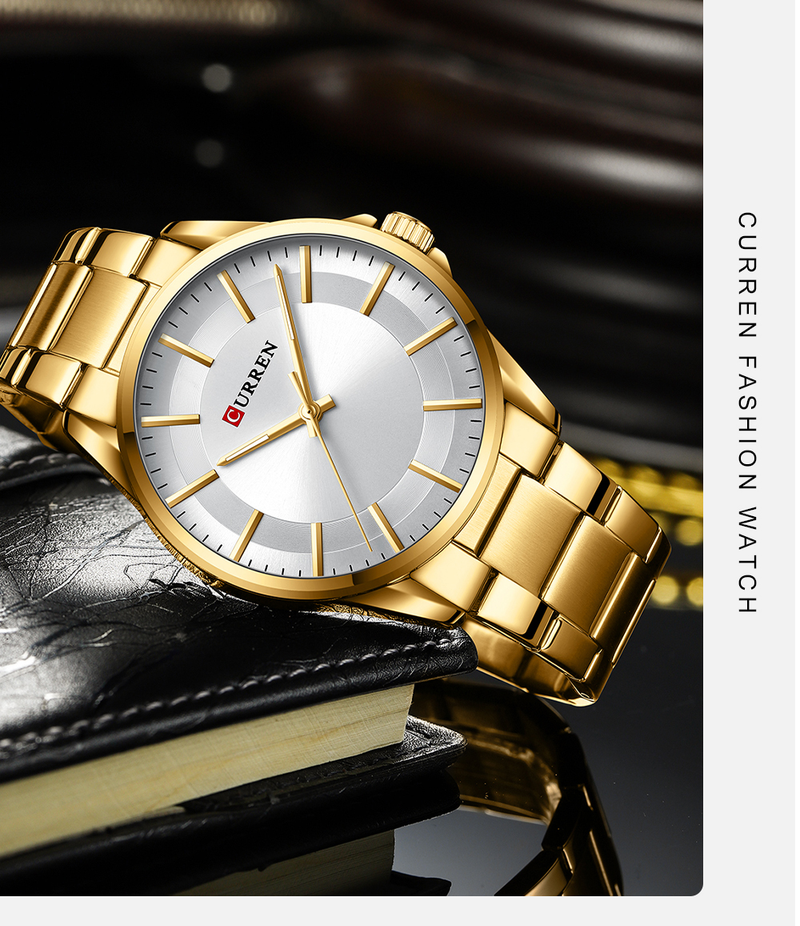 CURREN Marke Herrenuhr Edelstahl Top Qualität Luxus versteckter Verschluss wasserdicht leuchtende Sportarmbanduhren_voghion.com