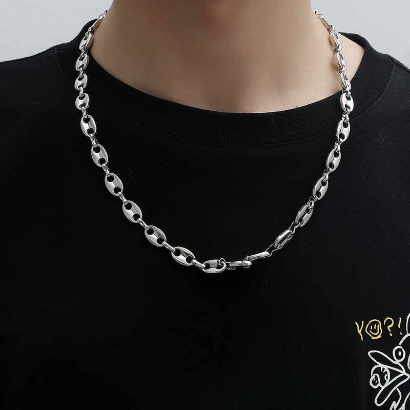 Ensemble de bracelets de chaîne de grains de café collier de nez de cochon pour hommes et femmes bijoux de charme de personnalité hip hop_voghion.com
