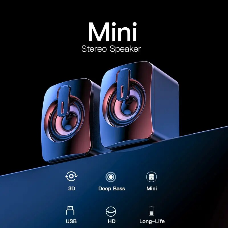 Desktop-Audio-Subwoofer, kleiner Bluetooth-Lautsprecher mit USB-Kabel, kleiner Multimedia-Sound_voghion.com