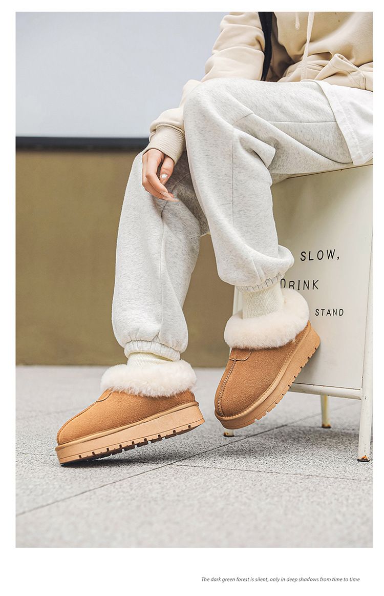 Snow boots female sheep fur in one winter with cashmere cotton shoes short tube bread shoes_voghion.com