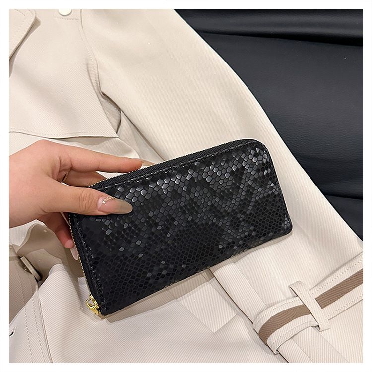 Damentaschen, neues Schlangenhautmuster, lange Geldbörse mit Reißverschluss und mehreren Kartenfächern, Clutch mit großer Kapazität, modische Geldbörse_voghion.com