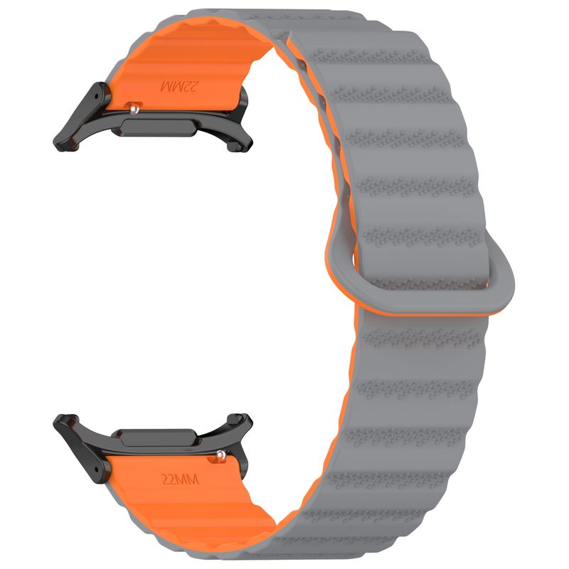For Samsung Galaxy Watch Ultra 47mm Spot Pattern Two Color Magnetic Silicone Watch Band(Gray Orange)_voghion.com