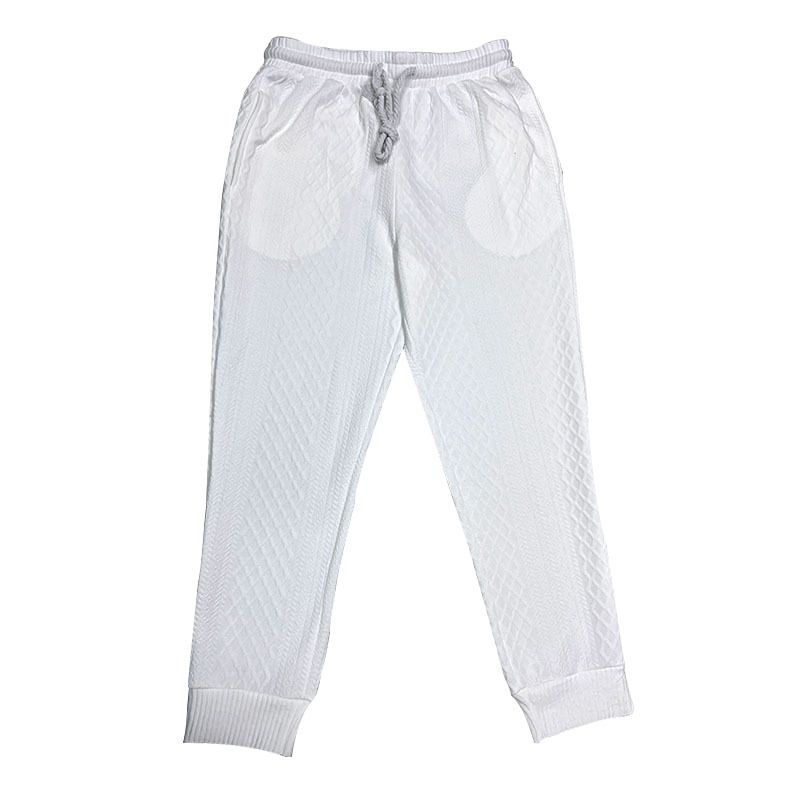 24 Spring Summer Men's Casual Long Pants Turn-down Collar Jacquard Knitted Top Plus Size Set_voghion.com