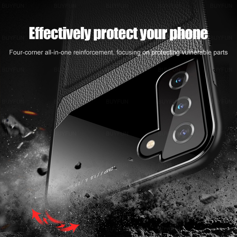 Leder Spiegel Glas Telefon Abdeckung Für Samsung S21 FE 5G 6,4 zoll PU Stoßfest Telefon Zurück Fall Für_voghion.com
