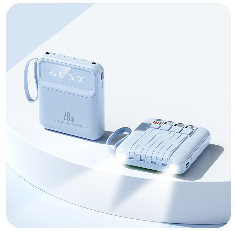 New Mini Bank With Built-in Cable 20000mAh Compact Portable Mobile Power Gift LG Customization_voghion.com