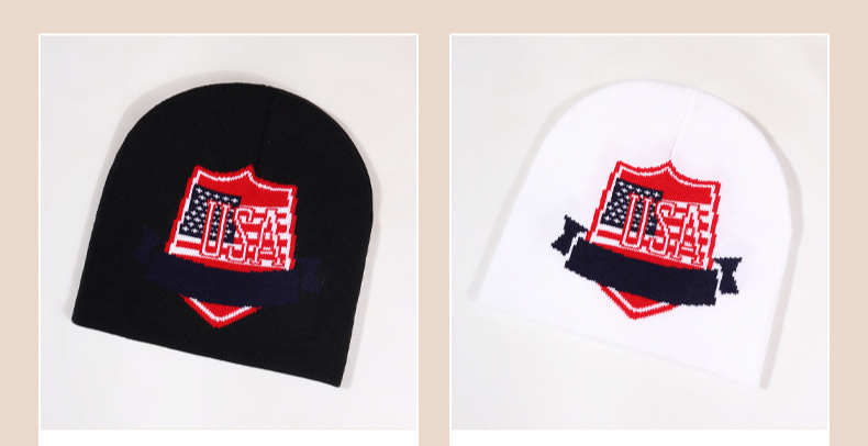 Unisex Flag shield jacquard knit cap simple_voghion.com