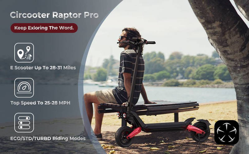 Monopattino elettrico pieghevole CIRCOOTER R3, pneumatico fuoristrada da 10 pollici, motore da 800 W, batteria da 48 V 15 Ah, velocità massima di 45 km/h_voghion.com