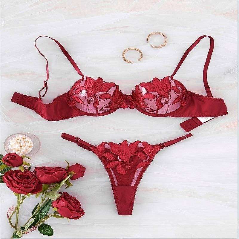 Conjunto de sutiã ultrafino com aro feminino Intimates reúne seios grandes para mostrar pequenos transparentes renda princesa lingerie sexy_voghion.com