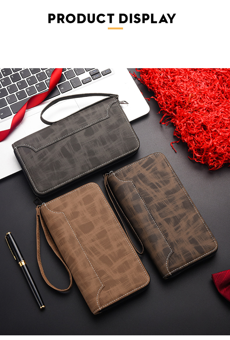 Men's Wallet Men's Long Wallet Men's Zipper Clutch Multifunctional Large Capacity Mobile Phone Clutch Bag_voghion.com
