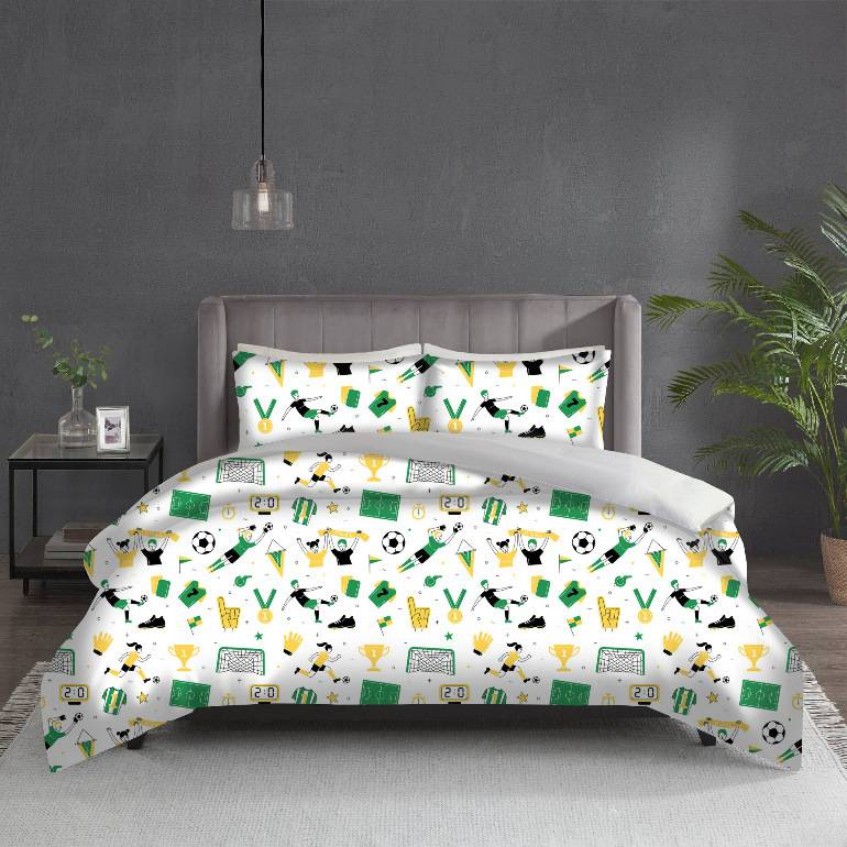 Fußball-Bettwäscheset mit Digitaldruck – Gebürsteter Poly-Baumwoll-Stoff – 14 Größen (90 x 90 cm bis 260 x 220 cm)_voghion.com