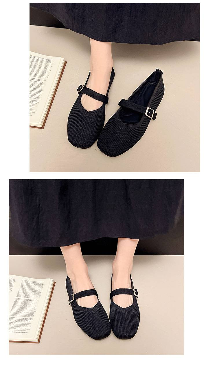 Täglich bequeme, schlichte und klassische einfarbige Flachstrickschuhe für Damen_voghion.com