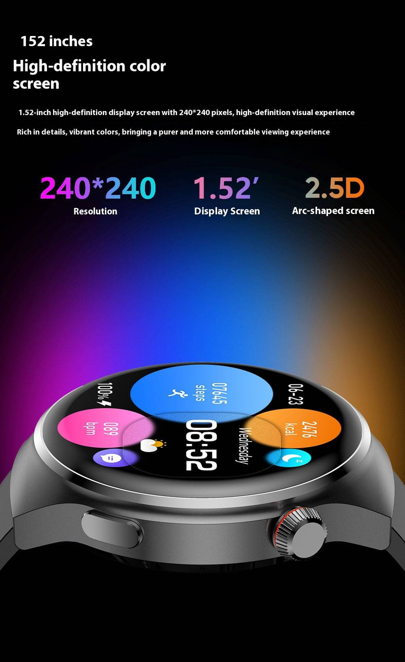 Smart Watch With Blood Glucose, Lipid & Uric Acid Monitoring, NFC, Bluetooth Calling, Heart Rate, Blood Pressure & Oxygen Tracking_voghion.com