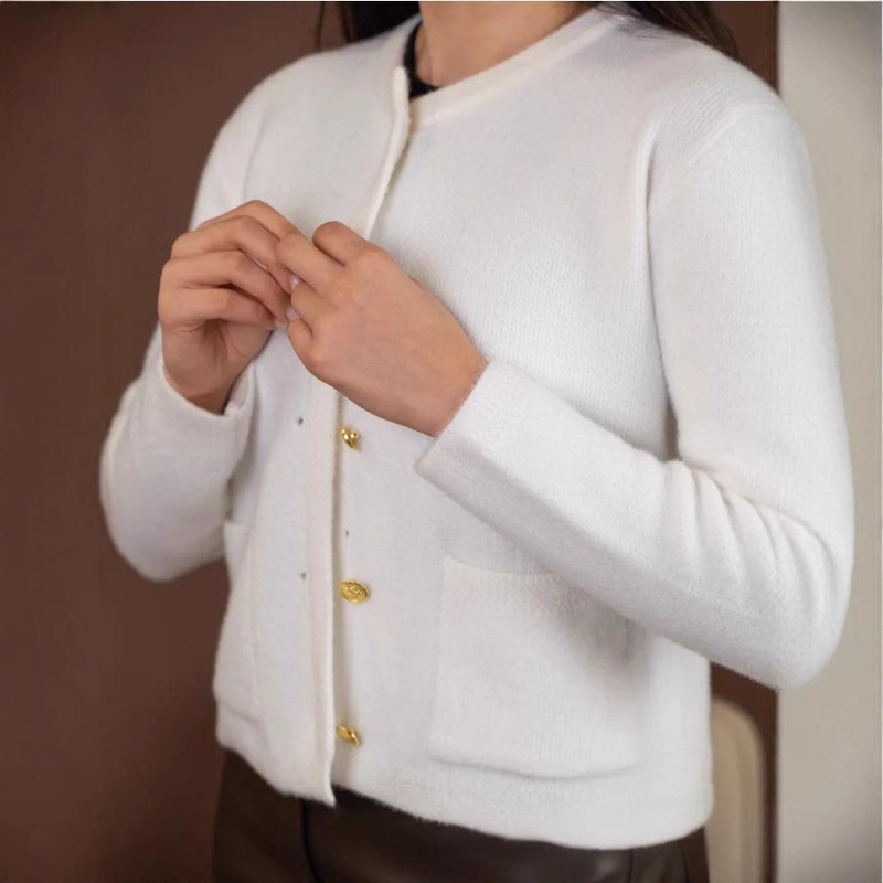 Women's Clothing Elegant Knit Cardigan Women's Fall Winter Fashion Loose Fit Chunky Knit Open Front Coat With Buttons_voghion.com