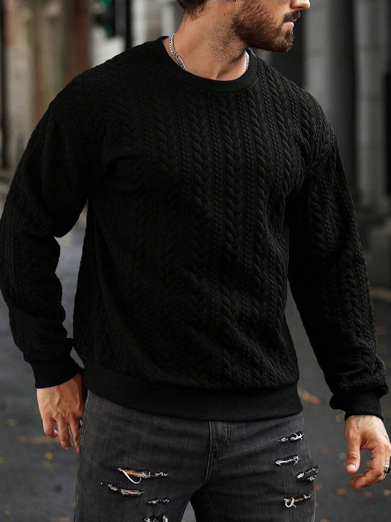 Nuovo maglione in maglia tinta unita da uomo - Essenziale per autunno/inverno con misto lana di prima qualità_voghion.com
