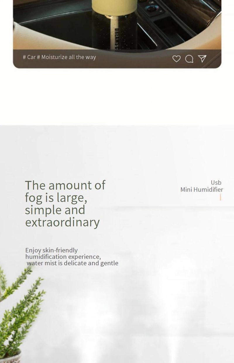 Compact USB Humidifier For Home, Office & Car - Ultra-Quiet Ultrasonic Air Moisturizer With Aromatherapy Function_voghion.com