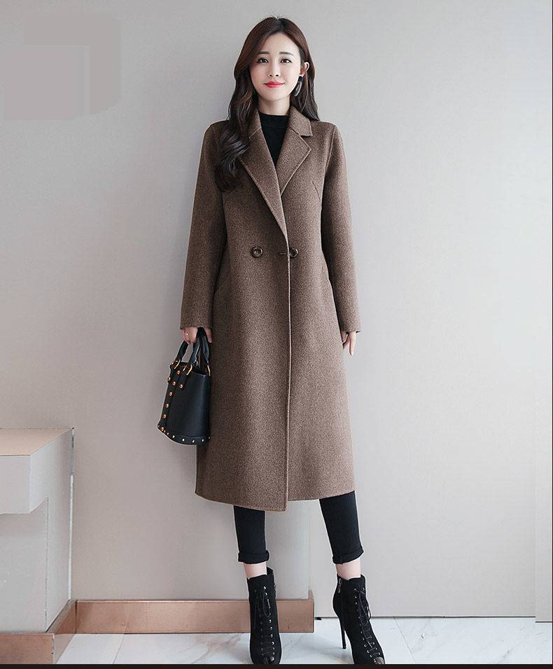 Women's Clothing Autumn And Winter Woolen Coats Mid Length Women's Winter Wool Coat Long Loose Trench Coat Plus Size Casual Overcoat With Pockets_voghion.com