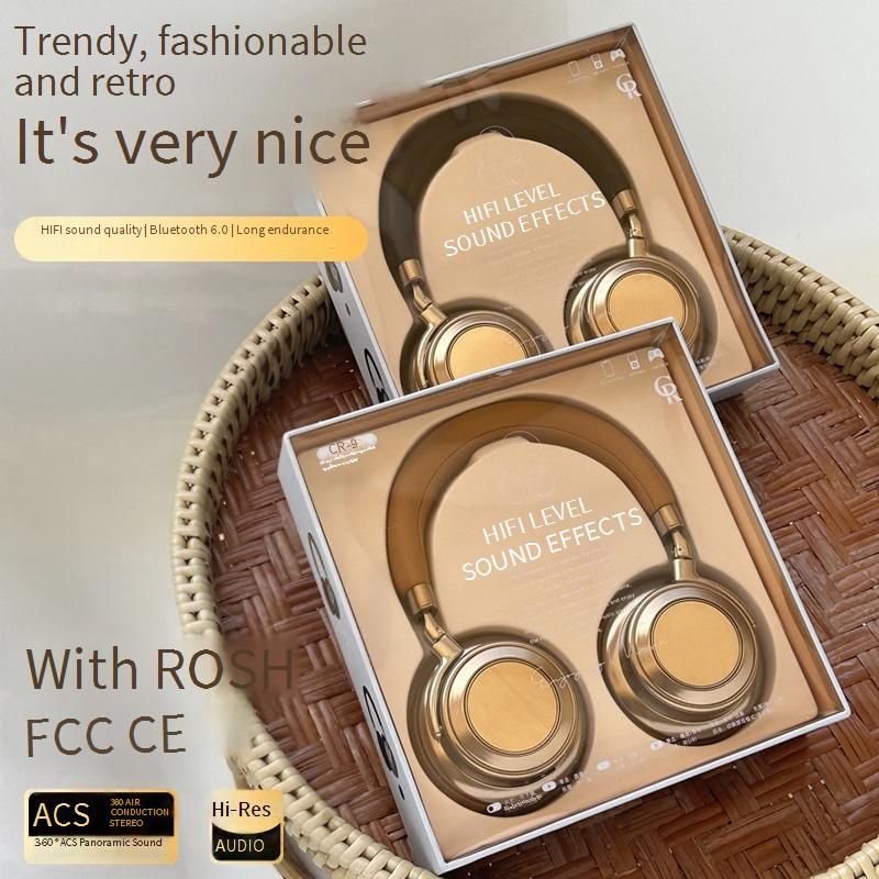 CR-9 Retro Wireless Bluetooth Headphones 6.0, Over-Ear Headset With Metal Frame, Lightweight & Comfortable, IPX4 Water-Resistant, 8H Playtime,_voghion.com