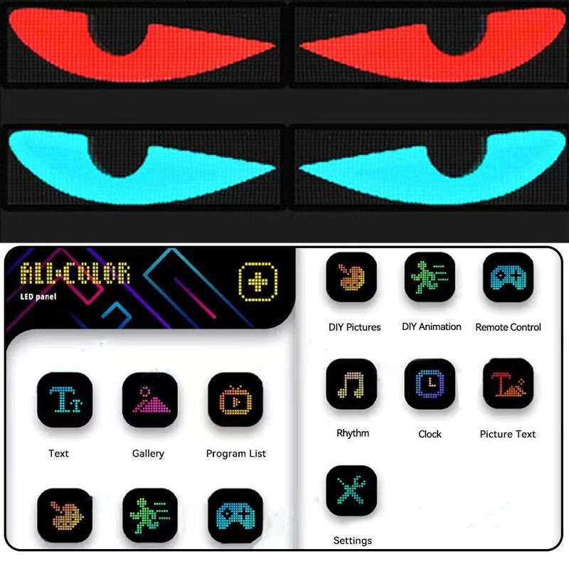 Écran publicitaire flexible lumineux LED dynamique Bluetooth pour camions et voitures Devil S Soft Car Truck Eye Light_voghion.com