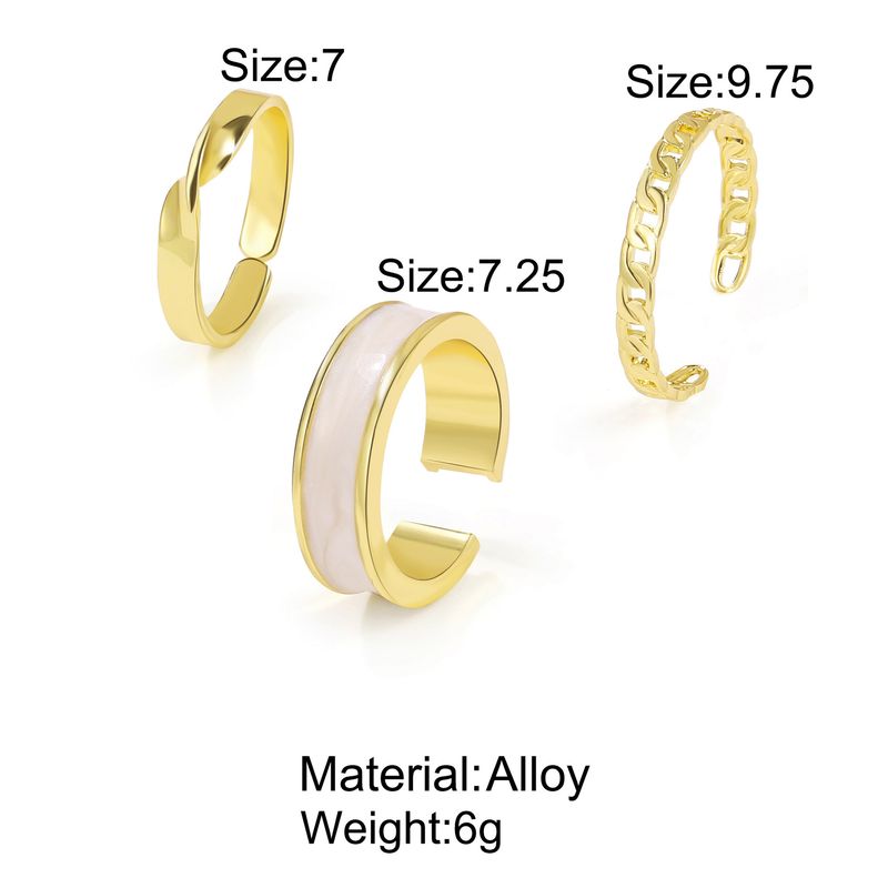 Trendy Geometric Drop-Resin Ring Set For Women - Stackable Minimalist Wide Band Statement Finger Rings (3-Piece Set)_voghion.com