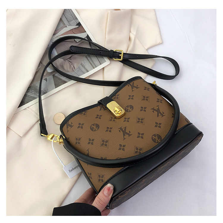 Sieviešu soma, 2023. gada jauna, moderna kausa soma ar tīklu sarkanu un ārzemju daudzpusīgu apdruku viena pleca soma_voghion.com