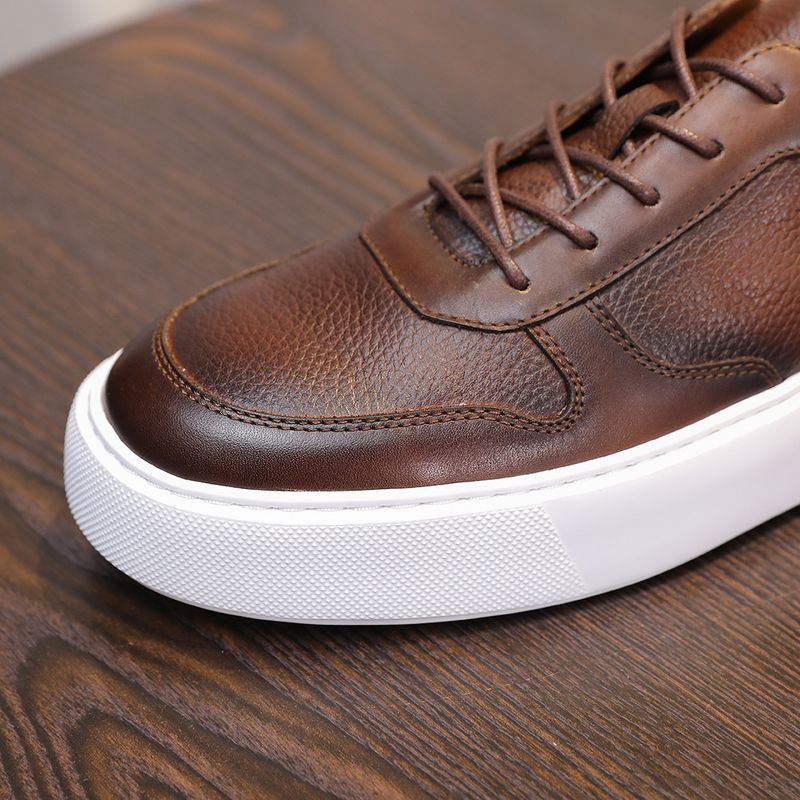 New Style 2025 New Breathable Leather Sneakers High-End Trendy Versatile Fashion Light Luxury Casual Men's Shoes_voghion.com