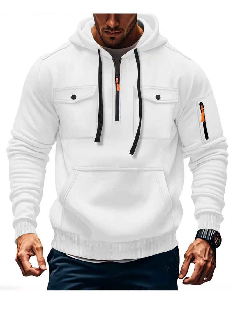 Felpa da uomo autunnali e invernali con cappuccio, multitasche, a maniche lunghe, giacca in velluto, casual, sportiva_voghion.com