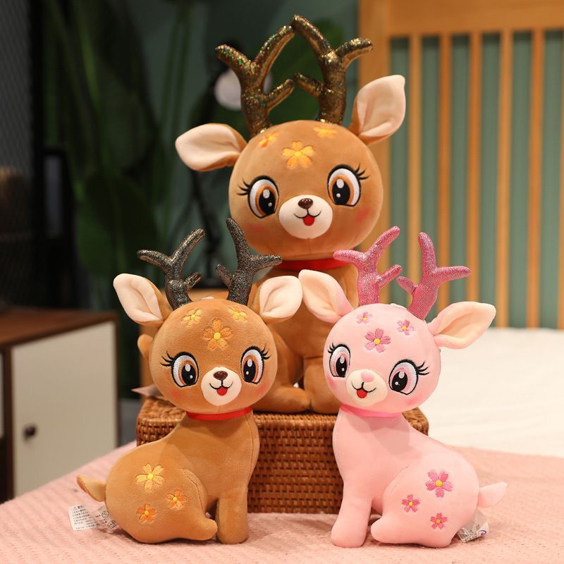 Plush Cute Sika Deer Toy For Kids Soft And Companion Snuggly Sleeping_voghion.com