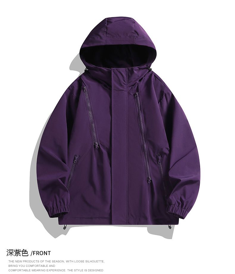 American Style Outdoor Windproof Men Waterproof Spring Autumn Loose Functional Diagonal Zipper Hiking Sports Jacket_voghion.com