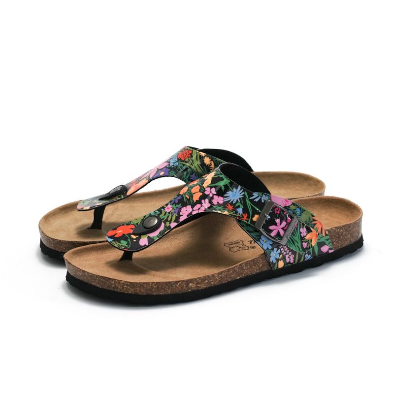 2025 New Slippers Outdoor Women's Beach Student Water Cork Shoes Flower Flip Flops_voghion.com