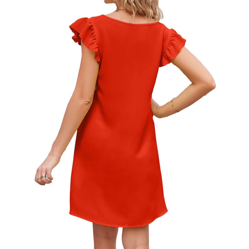 Abito estivo da donna 2024, nuovo prodotto, con scollo a V e maniche a palloncino, ampio, comodo e alla moda_voghion.com