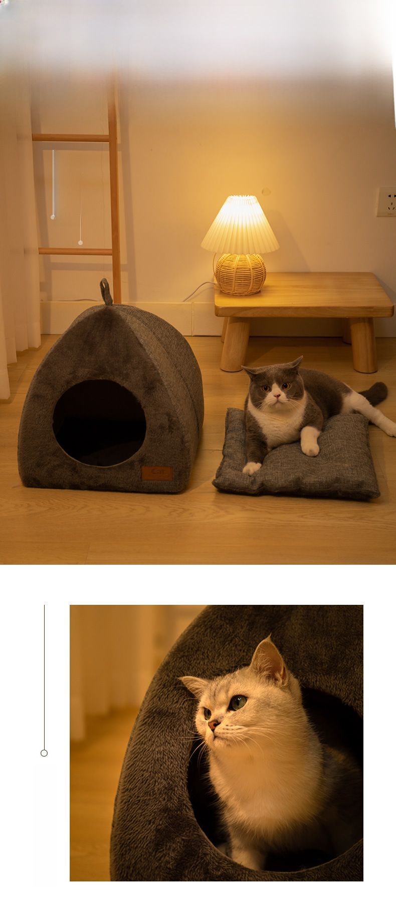 Yeni Üçgen Kedi Yuvası Kapalı Kedi Evi Evcil Hayvan Yuvası Sıcak Kalınlaştırılmış Derin Uyku Kulübesi Evcil Hayvan Malzemeleri_voghion.com