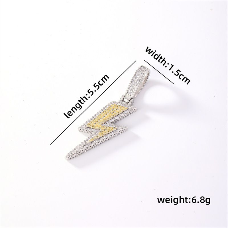hip hop lightning pendant necklace copper inlaid zircon simple all-match Universal Cool style necklace pendant pendant_voghion.com