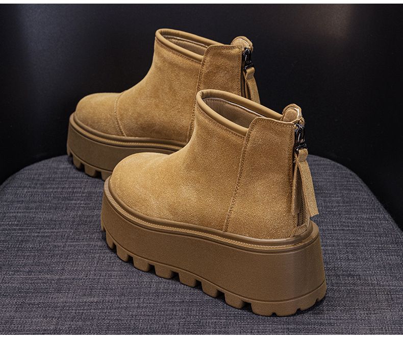 Stivali da neve in stile europeo per donna, stile casual invernale 2025, versatili, bassi, con suola spessa, in pile spesso, caldi e corti_voghion.com