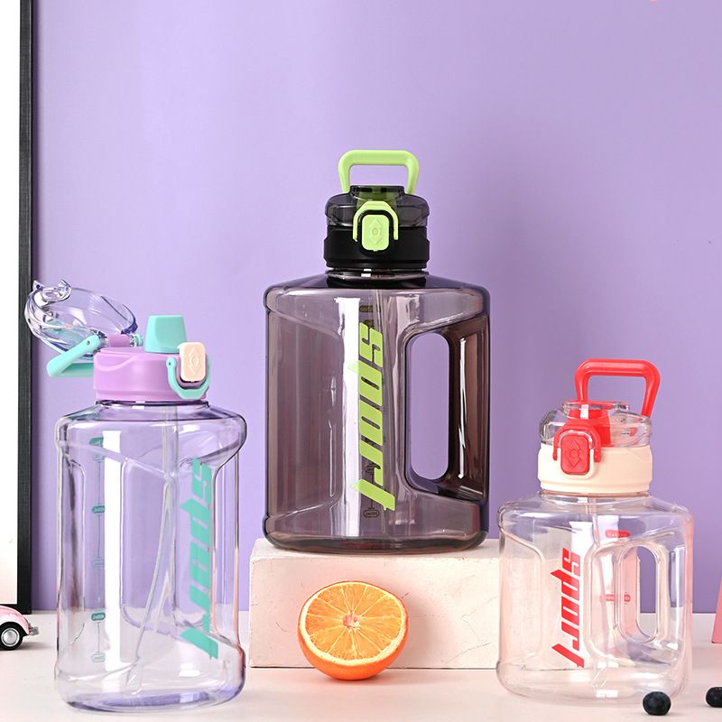 Large Capacity Unisex Ton Bucket Outdoor Sports Transparent Fitness Water Bottle Portable Plastic Space Cup_voghion.com